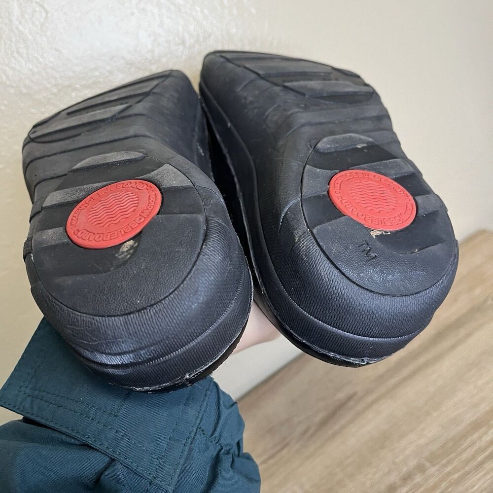 Fitflop Womens Black SHUV Leather Slip-On Clogs Sz 7.5 Comfort Microwobbleboard - Picture 9 of 10
